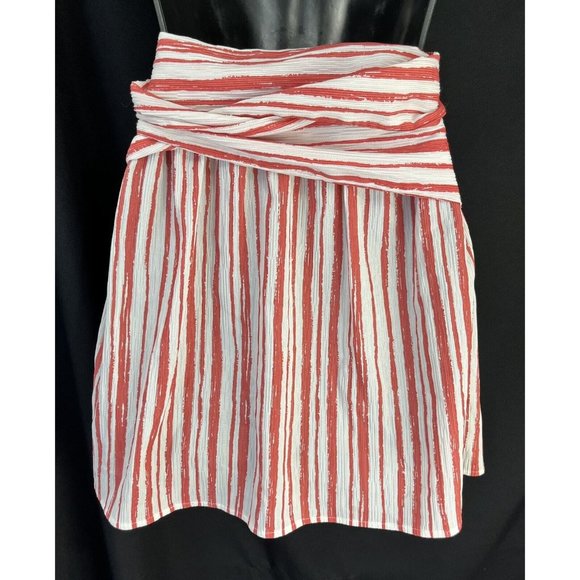 womens wrap around skirt size small by L’ATISTE. red/white pinstripe - Picture 7 of 11